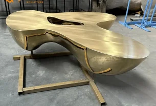 Stainless Steel Gold Modern Coffee Table Sculpture